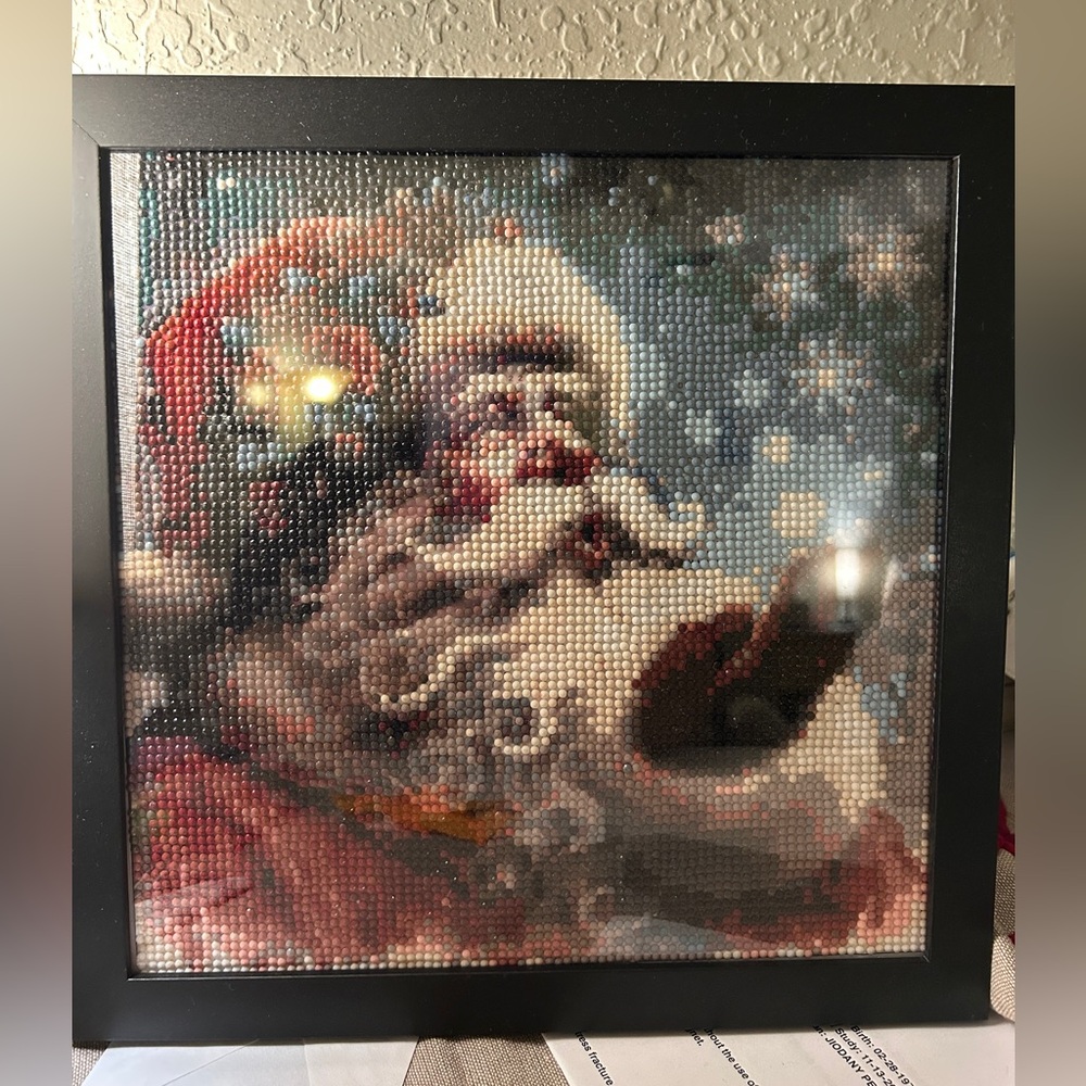 Brand New Framed Santa Claus Holiday Diamond Art  Completed 10x10